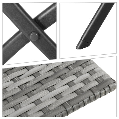 2 Seater Chair Bistro Set Garden Patio Table & Chair Black Rattan Furniture Grey