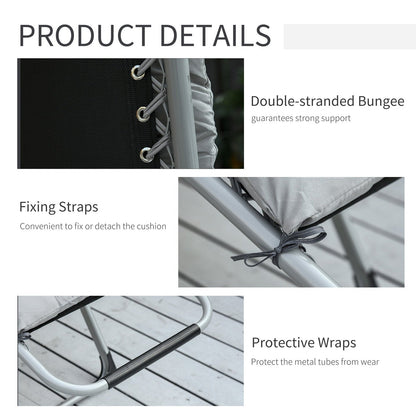 2-Piece Reclining Zero Gravity Chair Metal Frame Folding Garden Sun Lounger with Cushion Headrest Light Grey