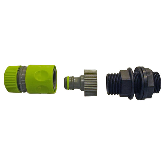 Water Butt Kit 1” BSPM with Quick Adaptor and Hose Connector (Lime)