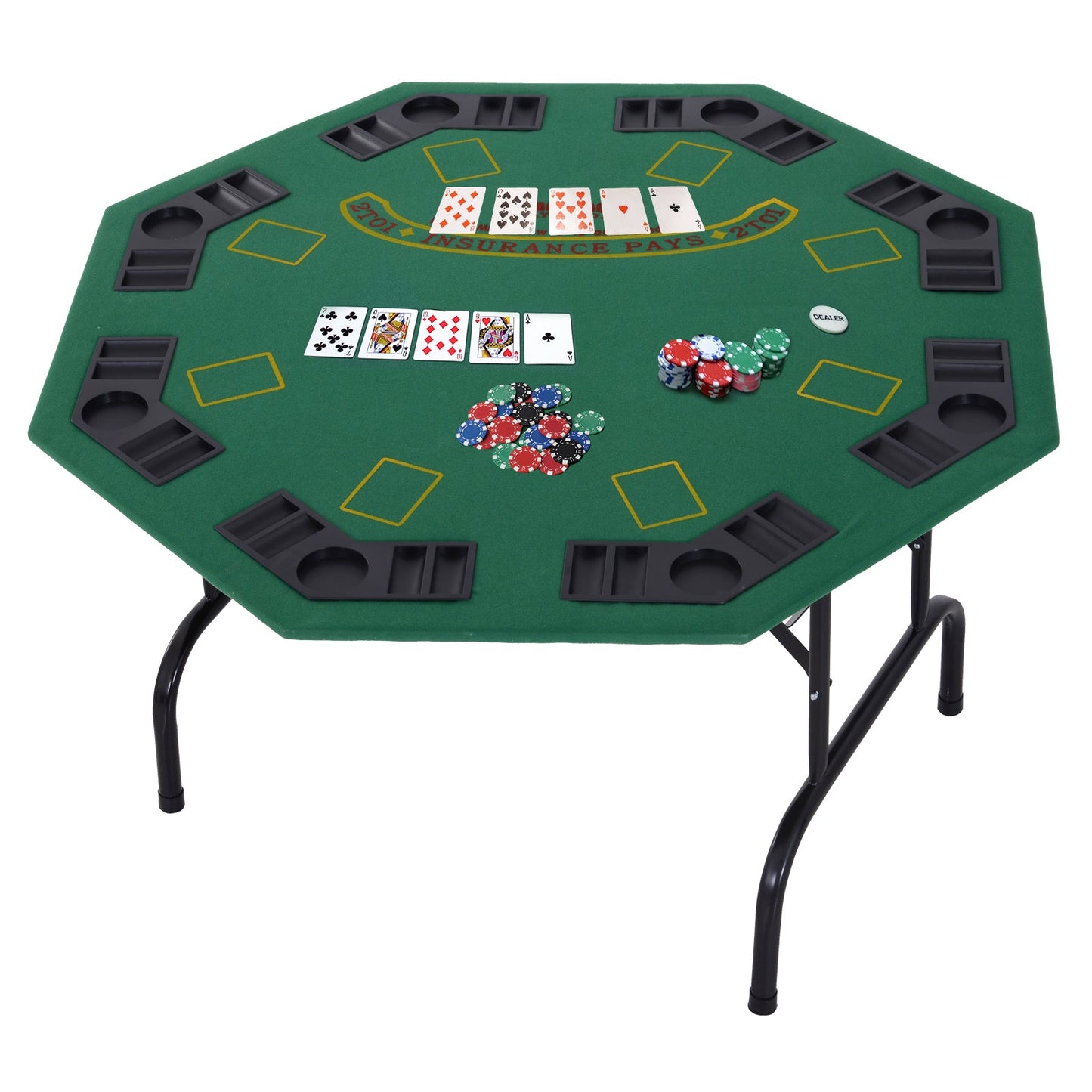 Medium-density fibreboard 8 Player Folding Poker Table Green