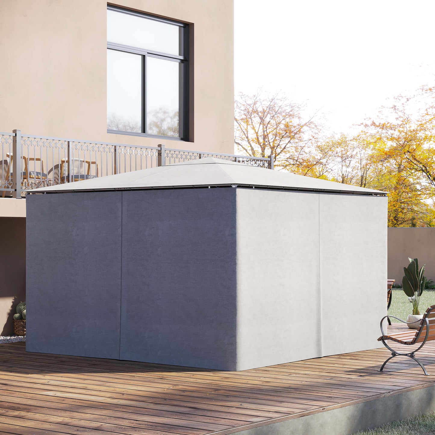 Outsunny 4 Pack Universal Gazebo Replacement Sidewalls Privacy Panel For Most 3 X 4M Gazebo Canopy Pavilion Outdoor Shelter Curtains Accessories Light Grey