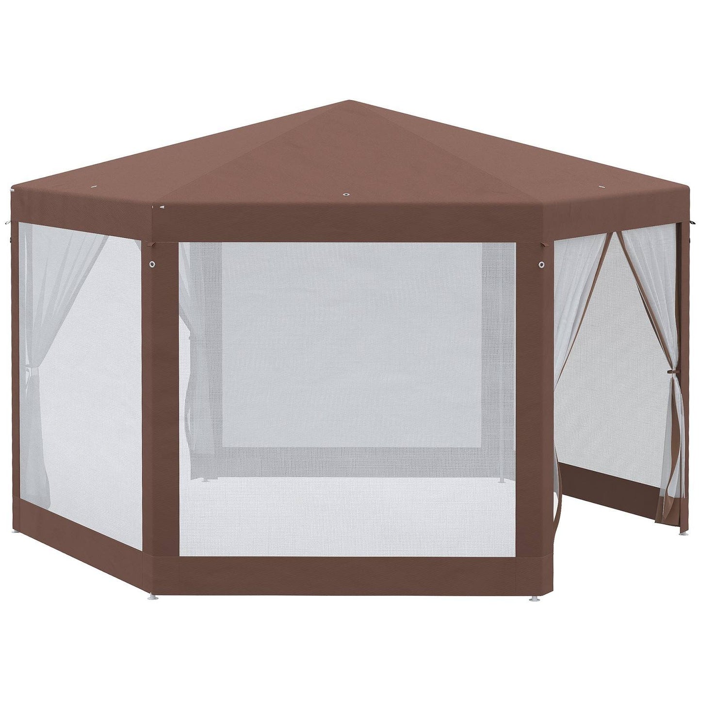 Hexagonal Garden Gazebo 3.4M Patio Party Outdoor Canopy Tent Sun Shelter with Mosquito Netting and Zipped Door