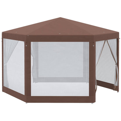 Hexagonal Garden Gazebo 3.4M Patio Party Outdoor Canopy Tent Sun Shelter with Mosquito Netting and Zipped Door