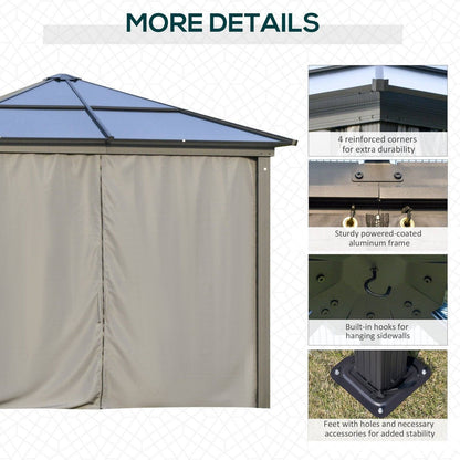 3 x 3M Hardtop Gazebo with UV Resistant Polycarbonate Roof & Aluminium Frame