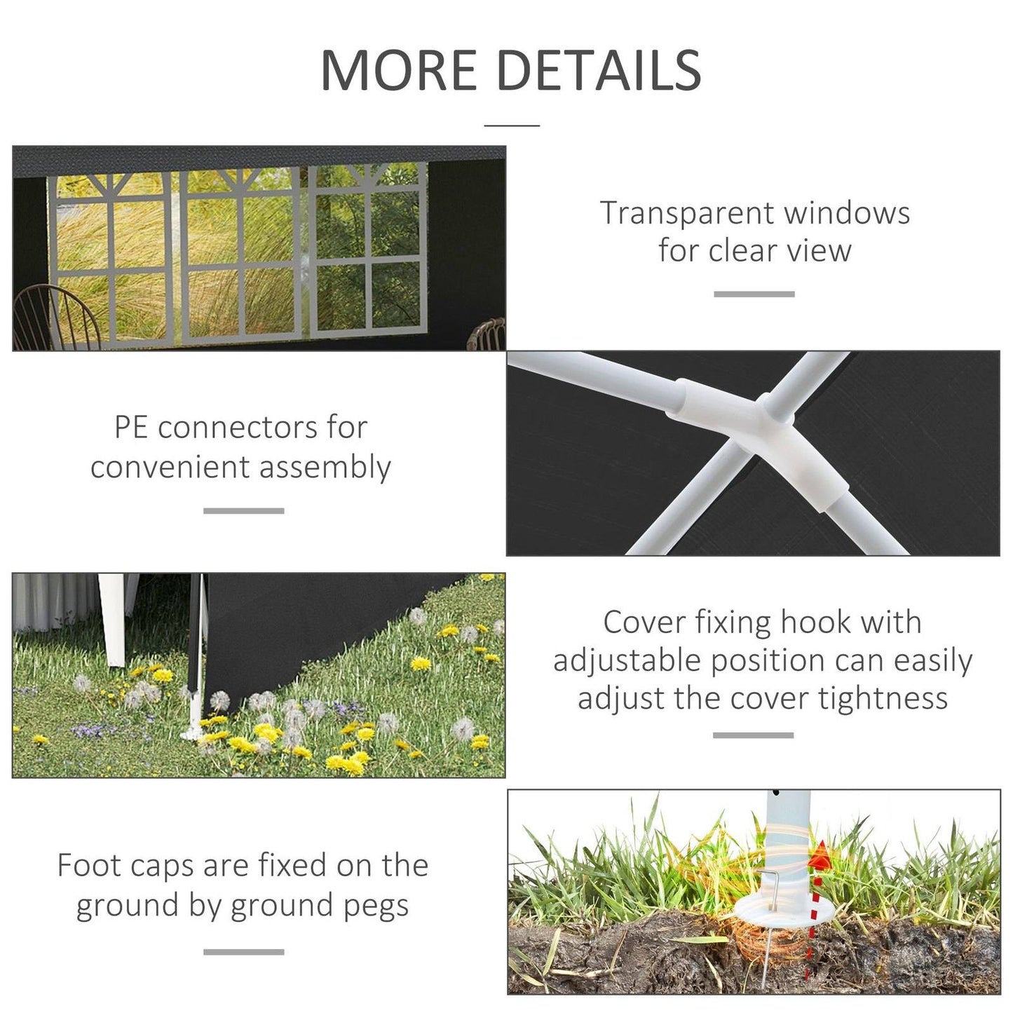 6 x 3m Half-Open Garden Gazebo