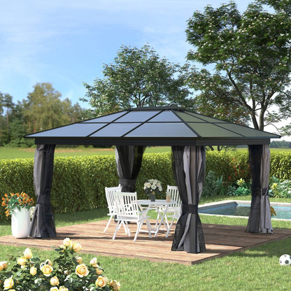 3.6 x 4m Hardtop Gazebo with UV Resistant Polycarbonate Roof & Aluminium Frame