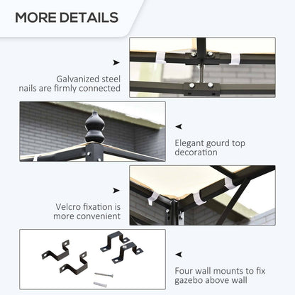 Outsunny 3X3 M Wall Mounted Garden Porch-Black/Cream White