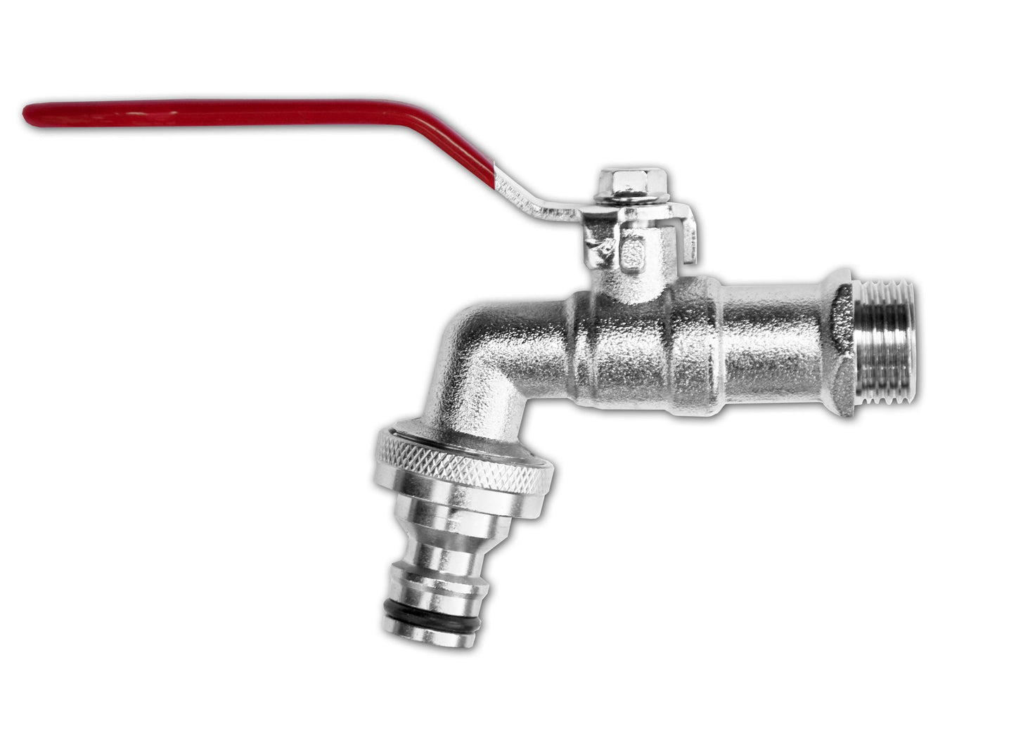 Garden Lever Tap Brass Nickle Plated 1/2" BSPM Inlet with Snap-On Bradas