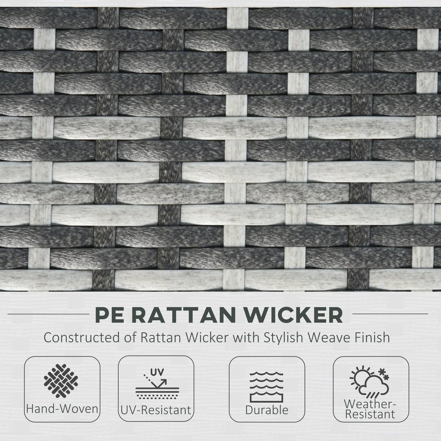 6 PC Rattan Sofa Coffee Table Set Sectional Wicker Weave Furniture for Garden Outdoor Conservatory w/ Pillow Cushion Grey