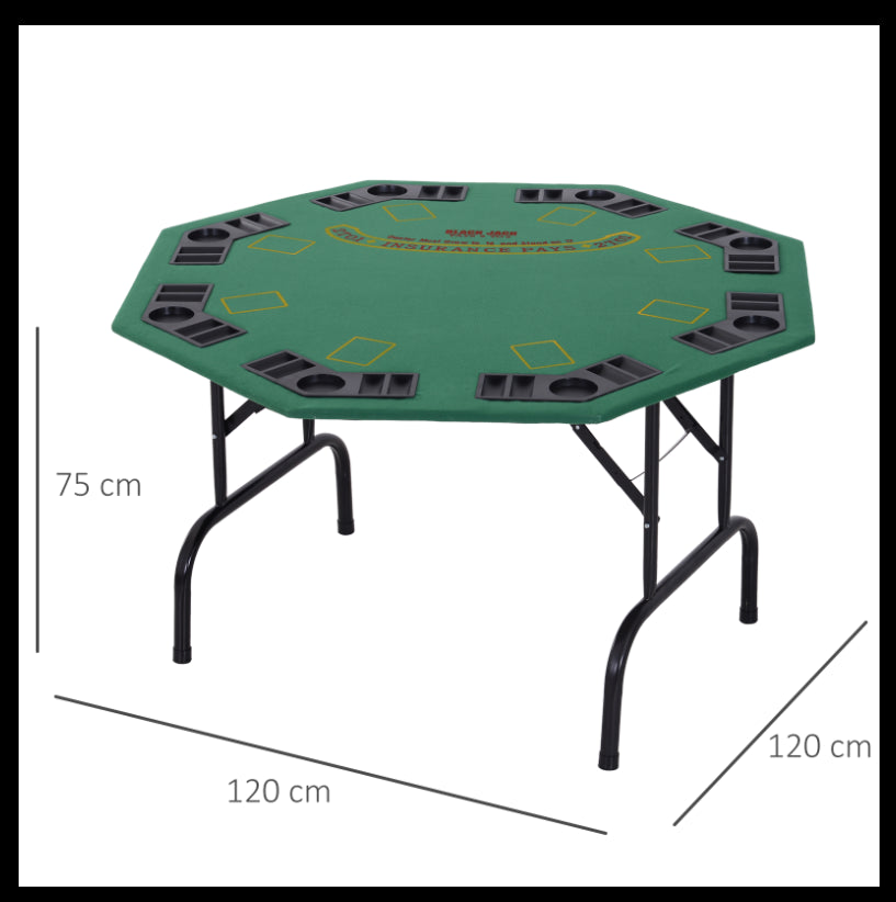 Medium-density fibreboard 8 Player Folding Poker Table Green