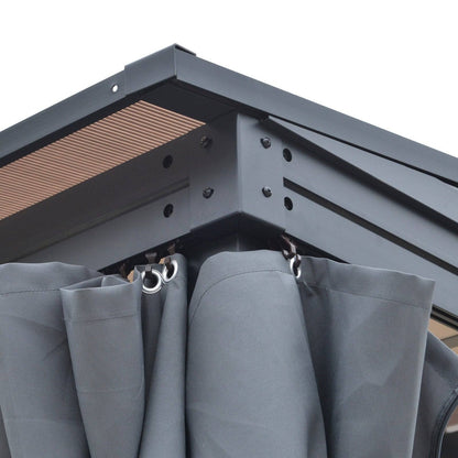4 x 3M Outdoor Hardtop Gazebo with Curtains