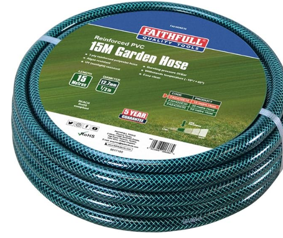 Faithfull 15M (49ft) Reinforced Hose 12.7 mm (1/2 Inch) Diameter