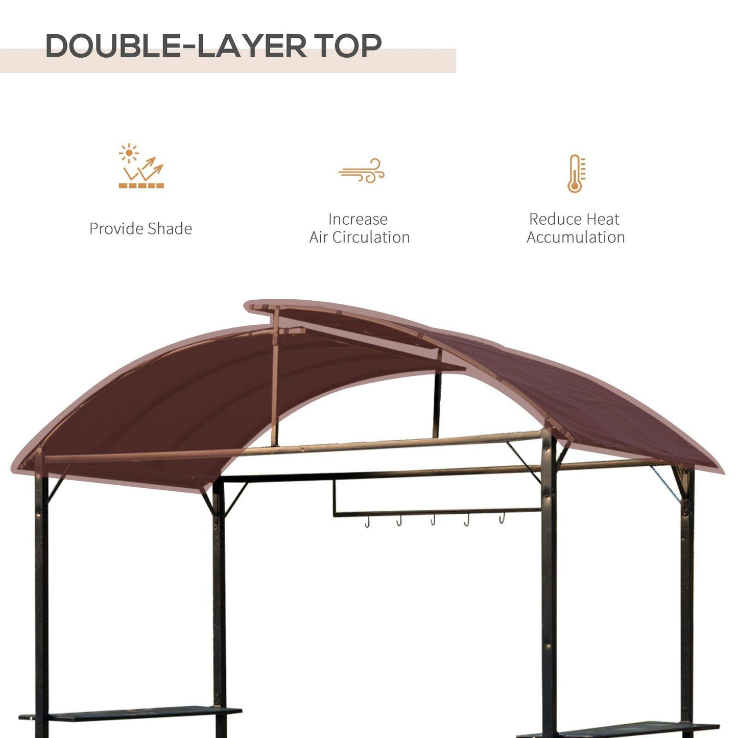 Metal Smoking Gazebo Marquee Garden Patio BBQ Tent Grill Canopy Awning Shelter - Coffee