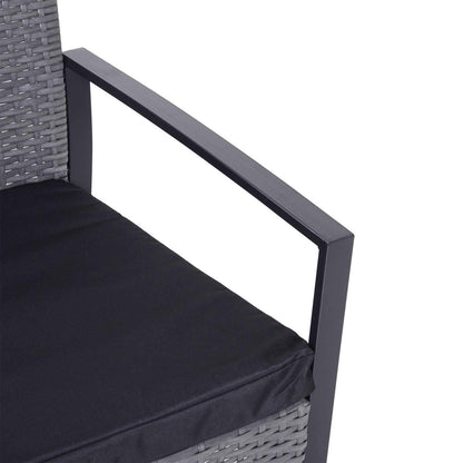 2 Seater Rattan Patio Set W/ Cushions-Grey/Black