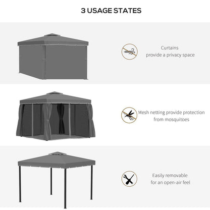 3 x 3M Patio Gazebo Canopy Garden Pavilion Tent Shelter Marquee with 2 Tier Water Repellent Roof