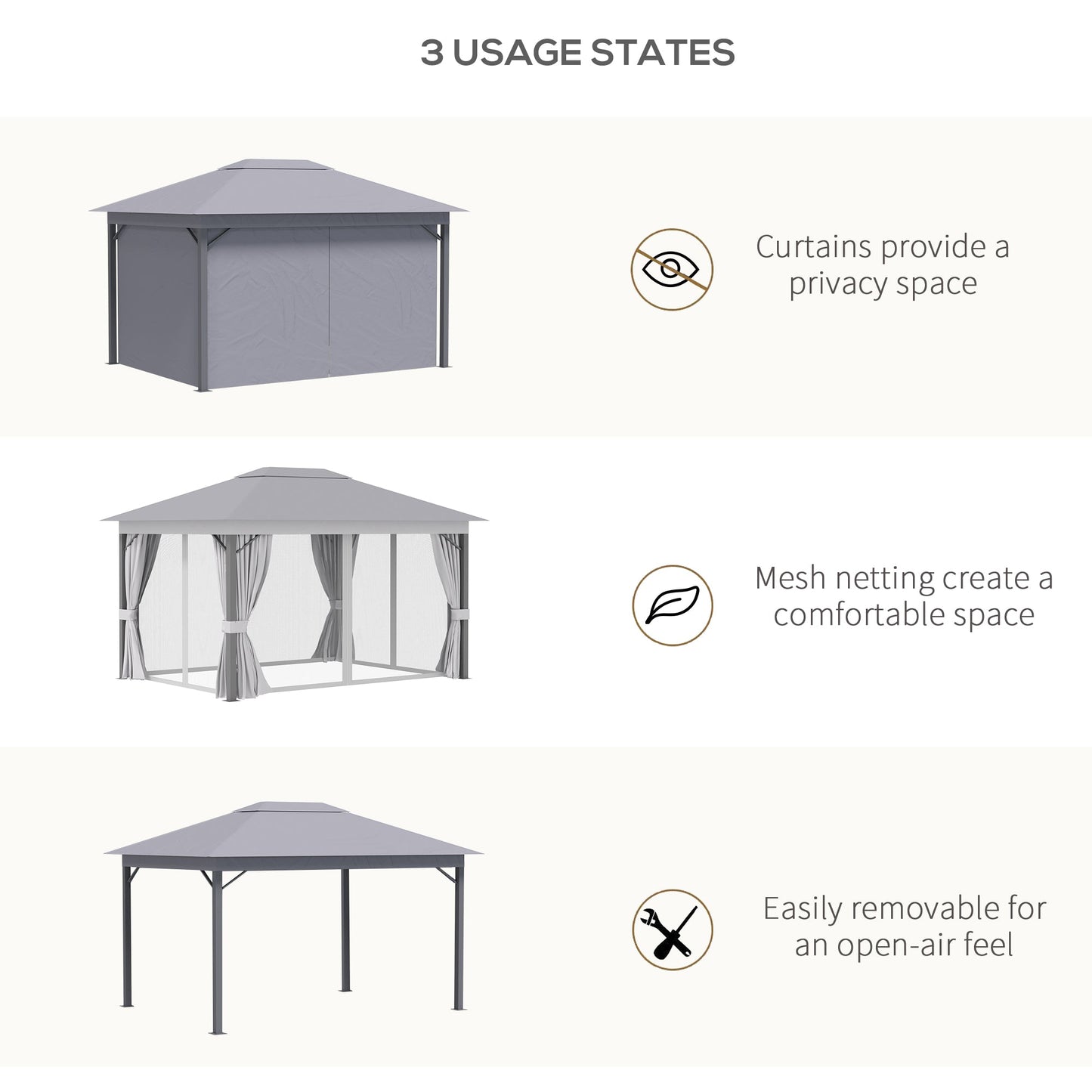 4 x 3M Patio Gazebo Canopy Garden Tent Shelter with Vented Roof