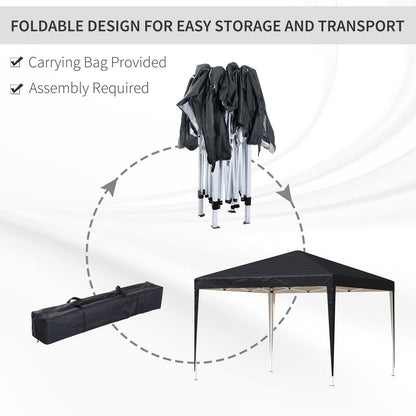 Outsunny 3 x 3 meter Garden Heavy Duty Pop Up Gazebo Marquee Party Tent Folding Wedding Canopy-Black