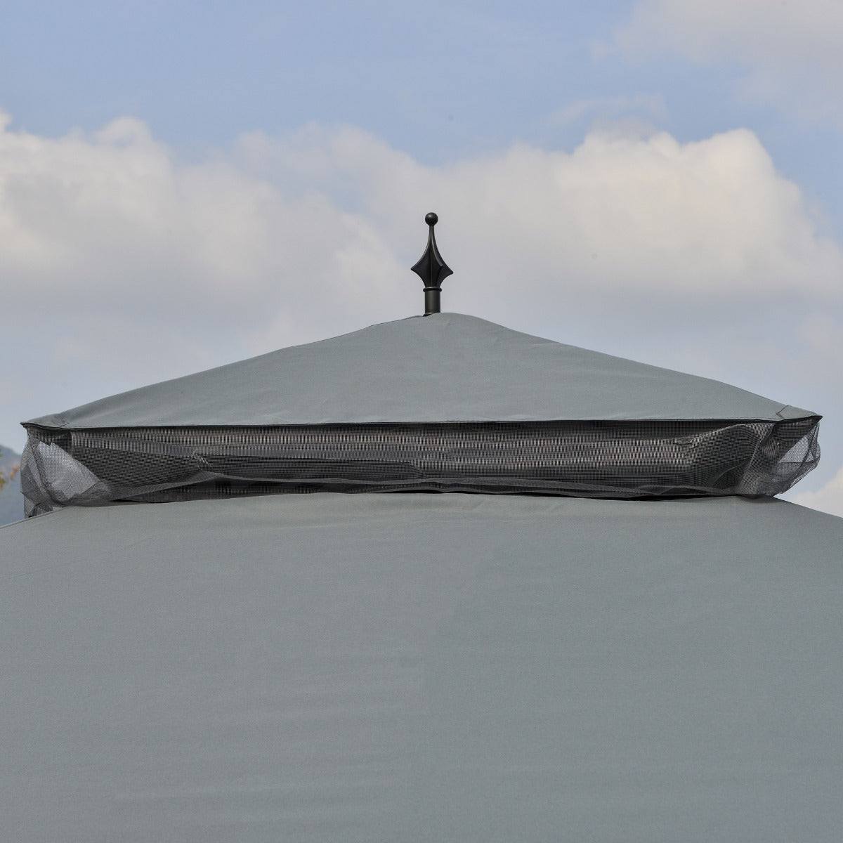 3Mx3M Garden Gazebo Double Top Outdoor Canopy Patio Event Party Wedding Tent Backyard Sun Shade with Netting - Grey