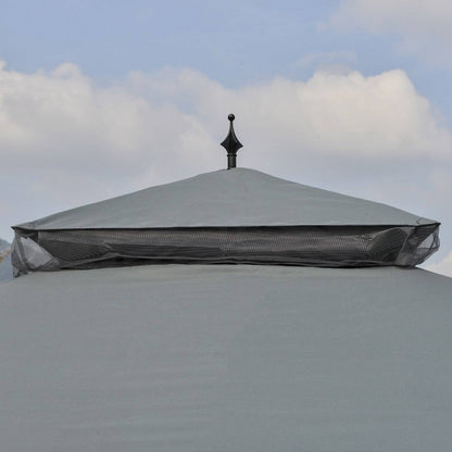 3Mx3M Garden Gazebo Double Top Outdoor Canopy Patio Event Party Wedding Tent Backyard Sun Shade with Netting - Grey