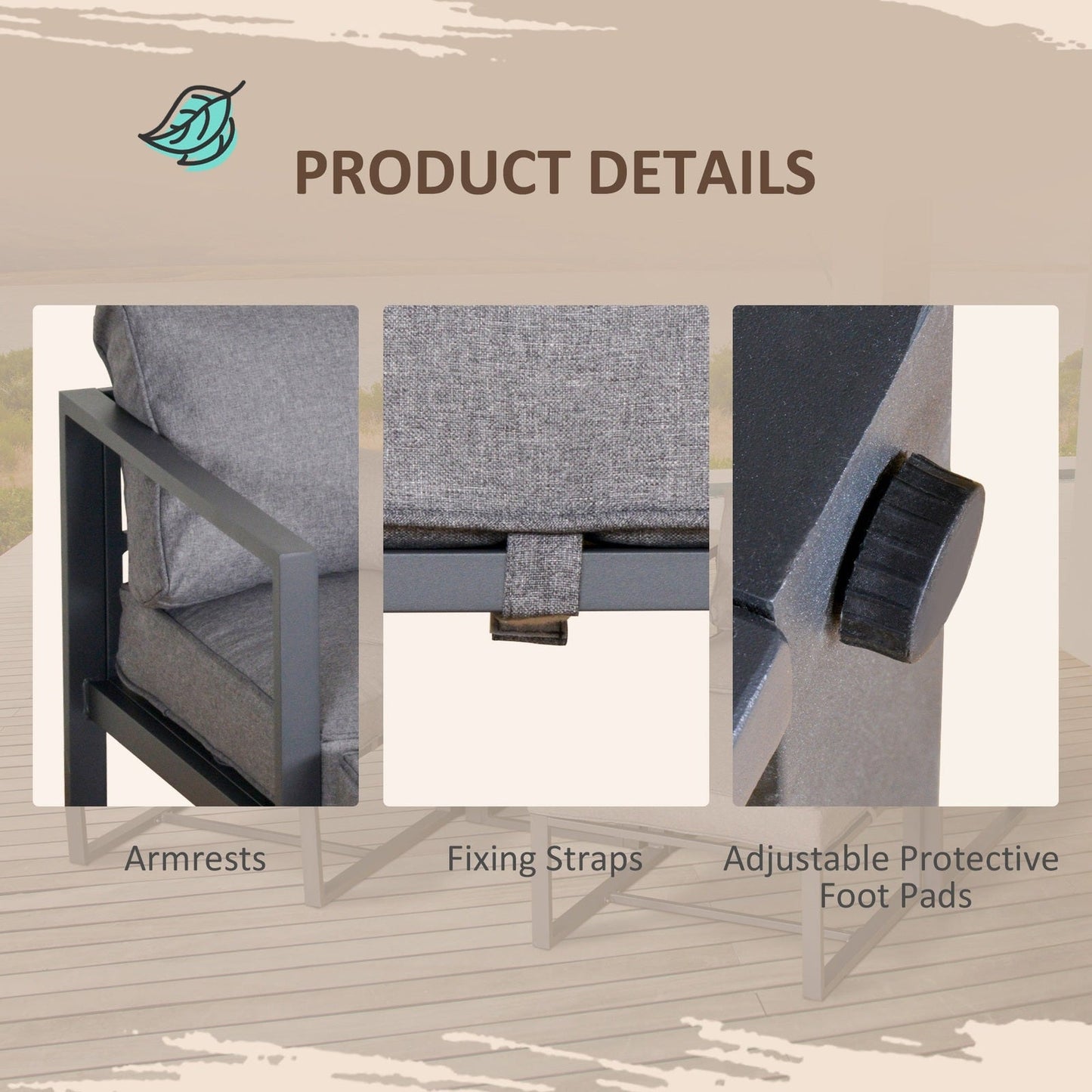 5-Piece Garden Conversation Set Sun Lounger 2 Footstools End Table with Cushions