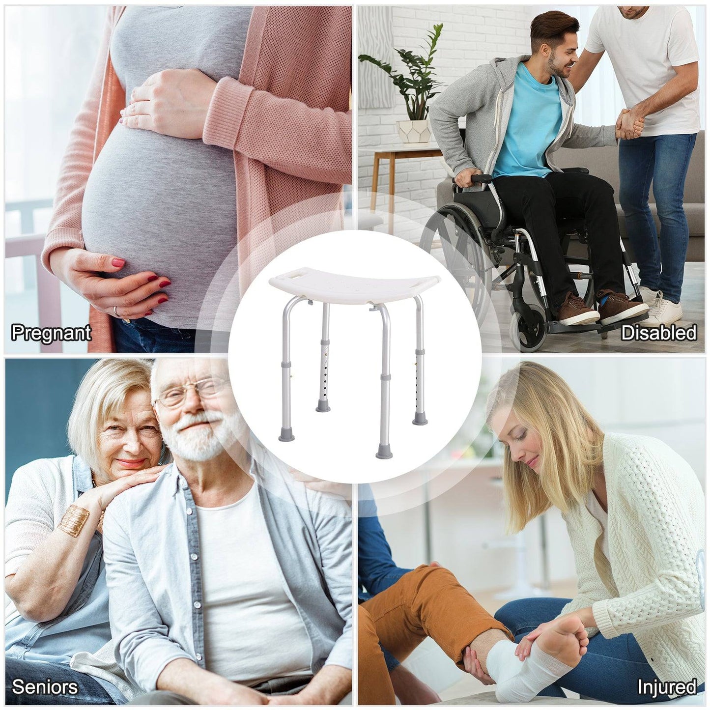 Portable Non-Slip Bathroom Stool  White