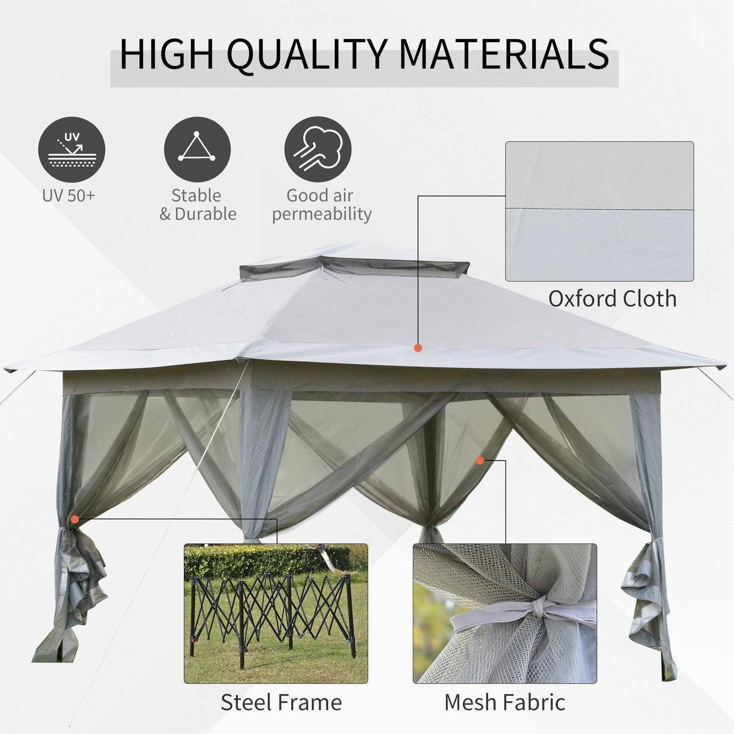 3.6 x 3.6 m Pop up Gazebo with Netting and Carry Bag