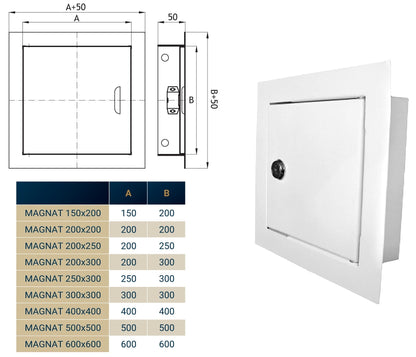 Access Panel Door Metal With Lock, White 250mm x 300mm