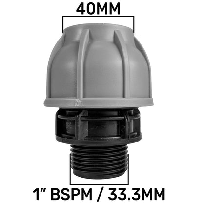 IBC 2” S60X6 Cap with 40mm MDPE Straight