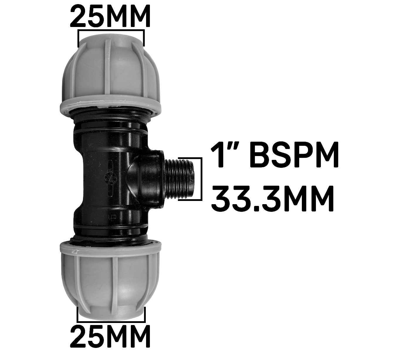IBC 2” S60X6 – 1" BSPF Extender Adaptor with MDPE Tee 25mm