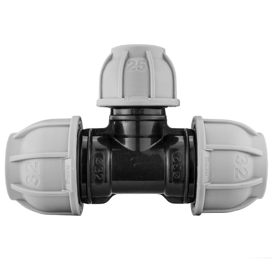 MDPE Tee Reducing 32mm - 25mm - 32mm