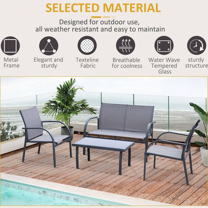 4-Piece Curved Steel Outdoor Furniture Set w/ Loveseat