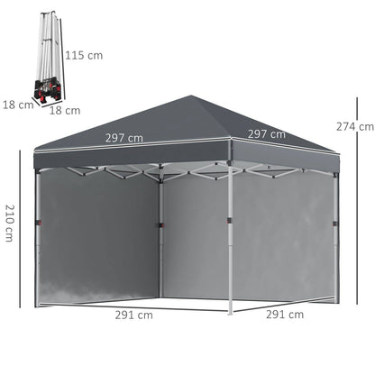 3 x 3 M Pop Up Gazebo with 2 Sidewalls