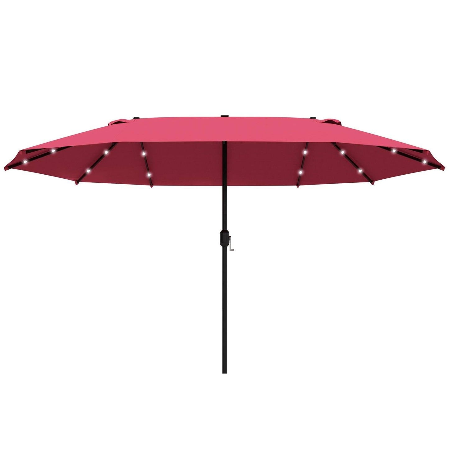 4.4m Double-Sided Sun Umbrella Patio Parasol LED Solar Lights Red