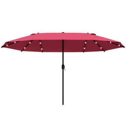 4.4m Double-Sided Sun Umbrella Patio Parasol LED Solar Lights Red