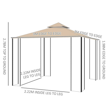 3M x 3M Garden Gazebo