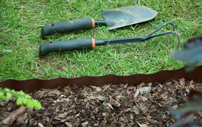 Wavy Plastic Garden Lawn Edging, H=25CM, L=9M, Brown
