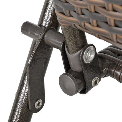 2-Piece Rattan Chair Garden Furniture Wicker Foldable Chair Steel Frame for Backyard Poolside Garden