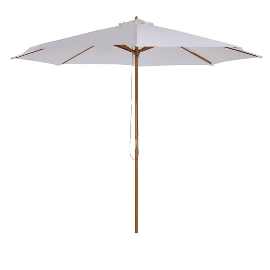 3M Fir Wooden Parasol Garden Umbrellas 8 Ribs Bamboo Sun Shade Patio Outdoor Umbrella Canopy