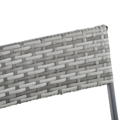 2 Seater Chair Bistro Set Garden Patio Table & Chair Black Rattan Furniture Grey