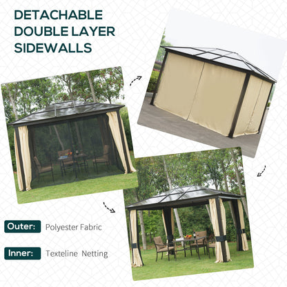 Outsunny 3 X 3.6(M) Hardtop Gazebo Canopy With Polycarbonate Roof And Aluminium Frame