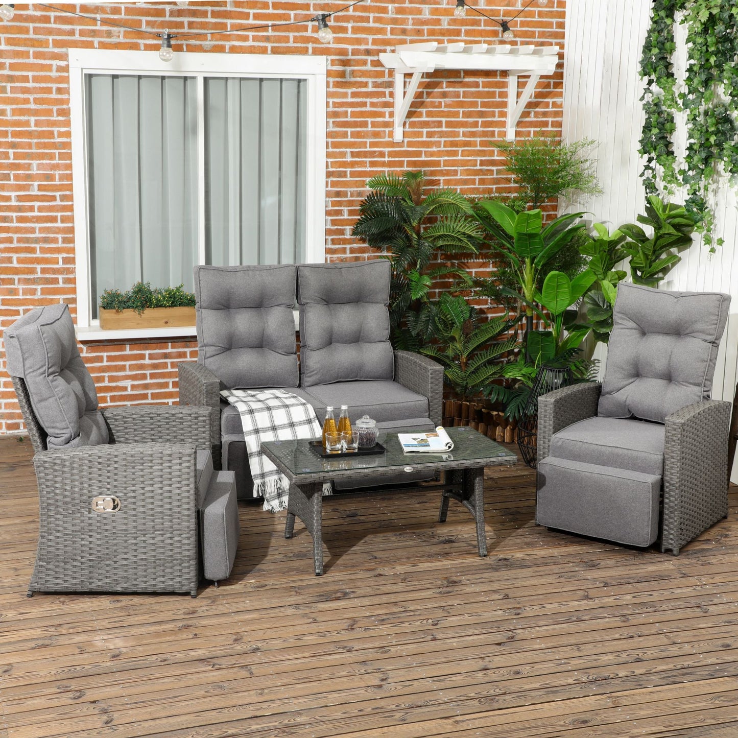 4-Piece Rattan Garden Furniture Sets