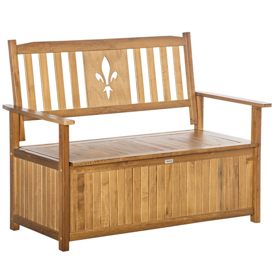 2 Seater Wood Garden Storage Bench