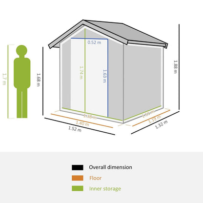 Galvanised 5 x 4' Single Door Apex Shed Steel Grey by Steadfast