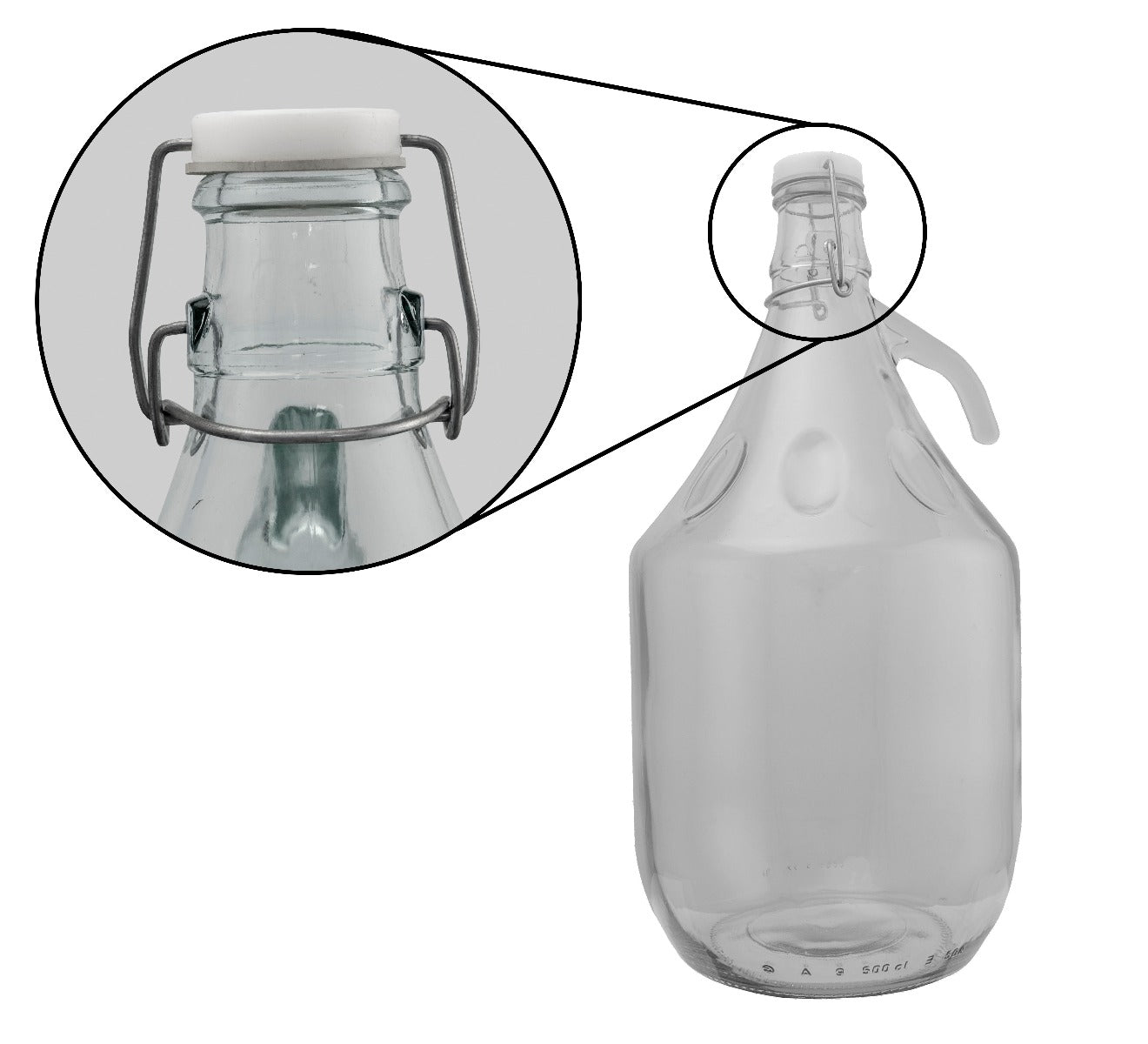 Glass Demijohn 5L 4 Pack Swing Top Cap