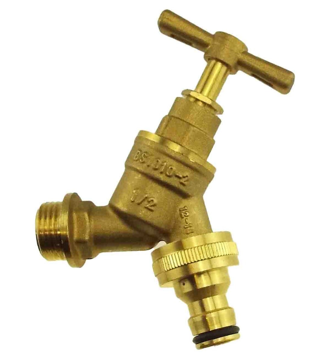 Garden Bib Brass 3/4" BSPM Inlet + Snap-On Male
