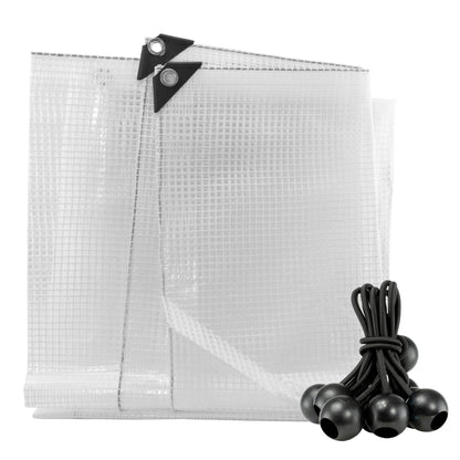 Clear M-Grade Tarpaulin with 10 x 6" Bungee Balls (Black)