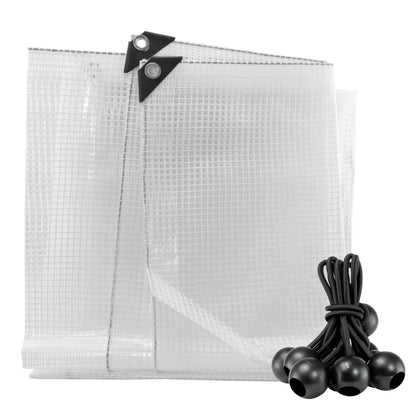 Clear XL-Grade Tarpaulin with Bungee Balls (Black)