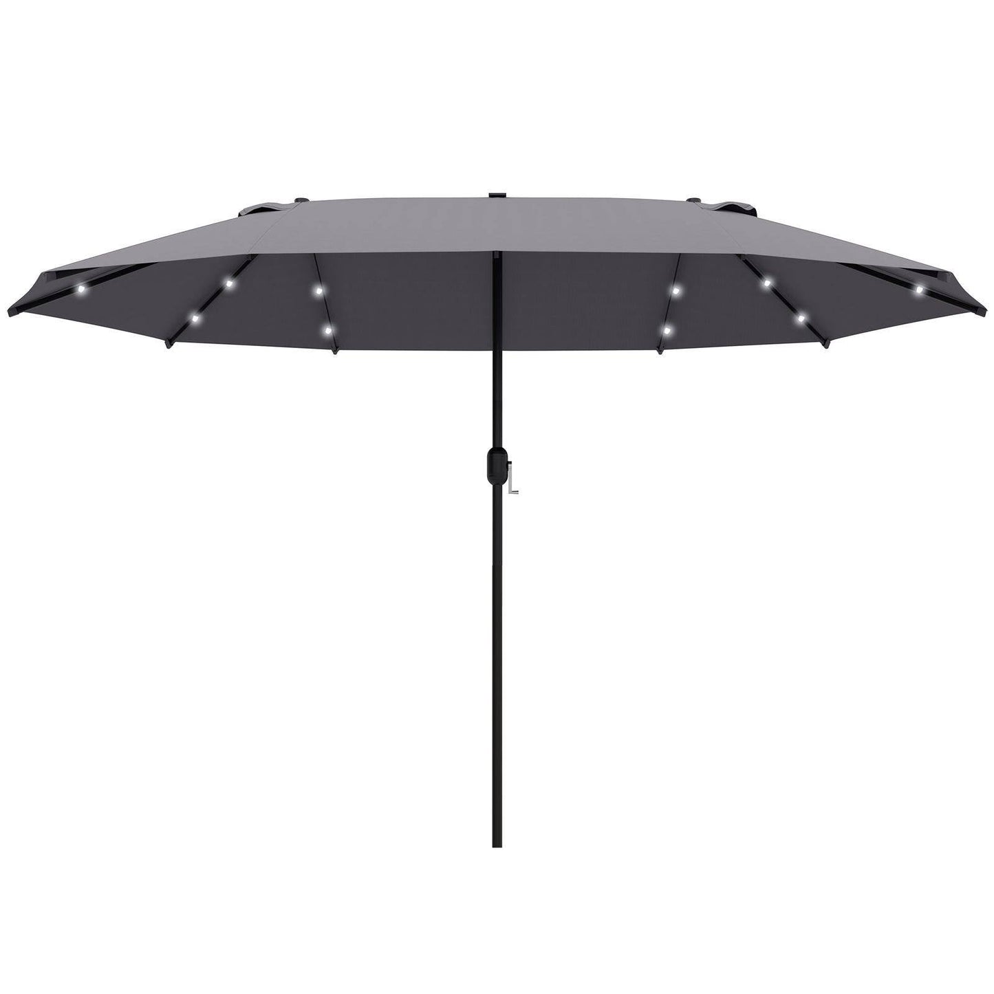 4.4m Double-Sided Sun Umbrella Patio Parasol LED Solar Lights Dark Grey