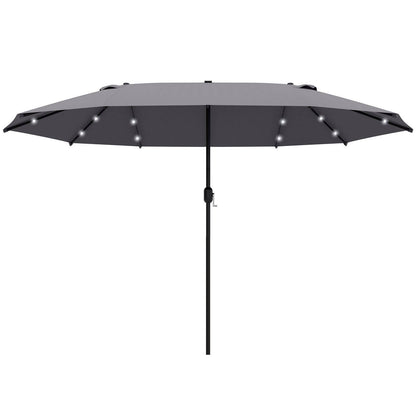 4.4m Double-Sided Sun Umbrella Patio Parasol LED Solar Lights Dark Grey