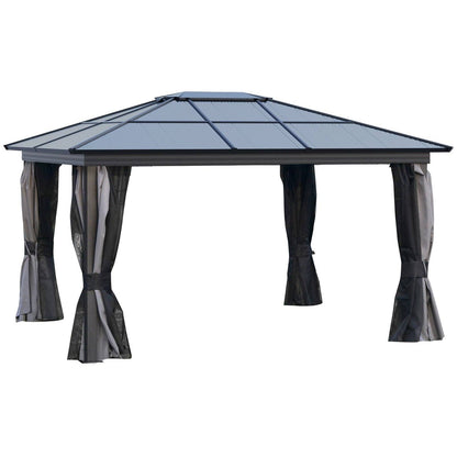 3.6 x 4m Hardtop Gazebo with UV Resistant Polycarbonate Roof & Aluminium Frame